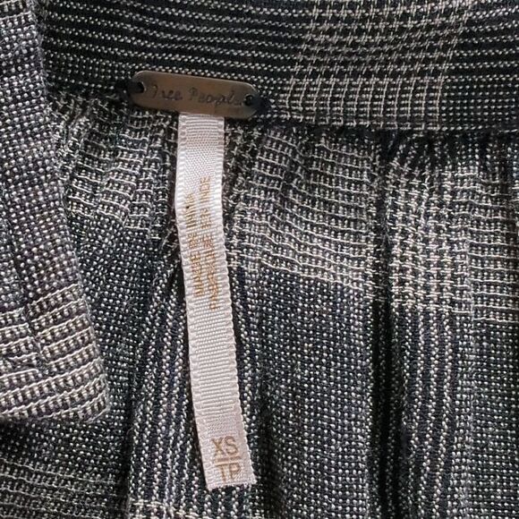 Free People Top Womens XS Gray Striped Button Front Relaxed Blouse - Picture 7 of 10